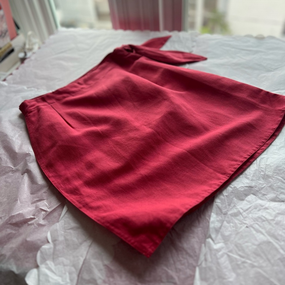 EUC VTG 90s Alfred Linen Blazer and Skirt matching wrap skirt xs coral pink - Picture 15 of 16